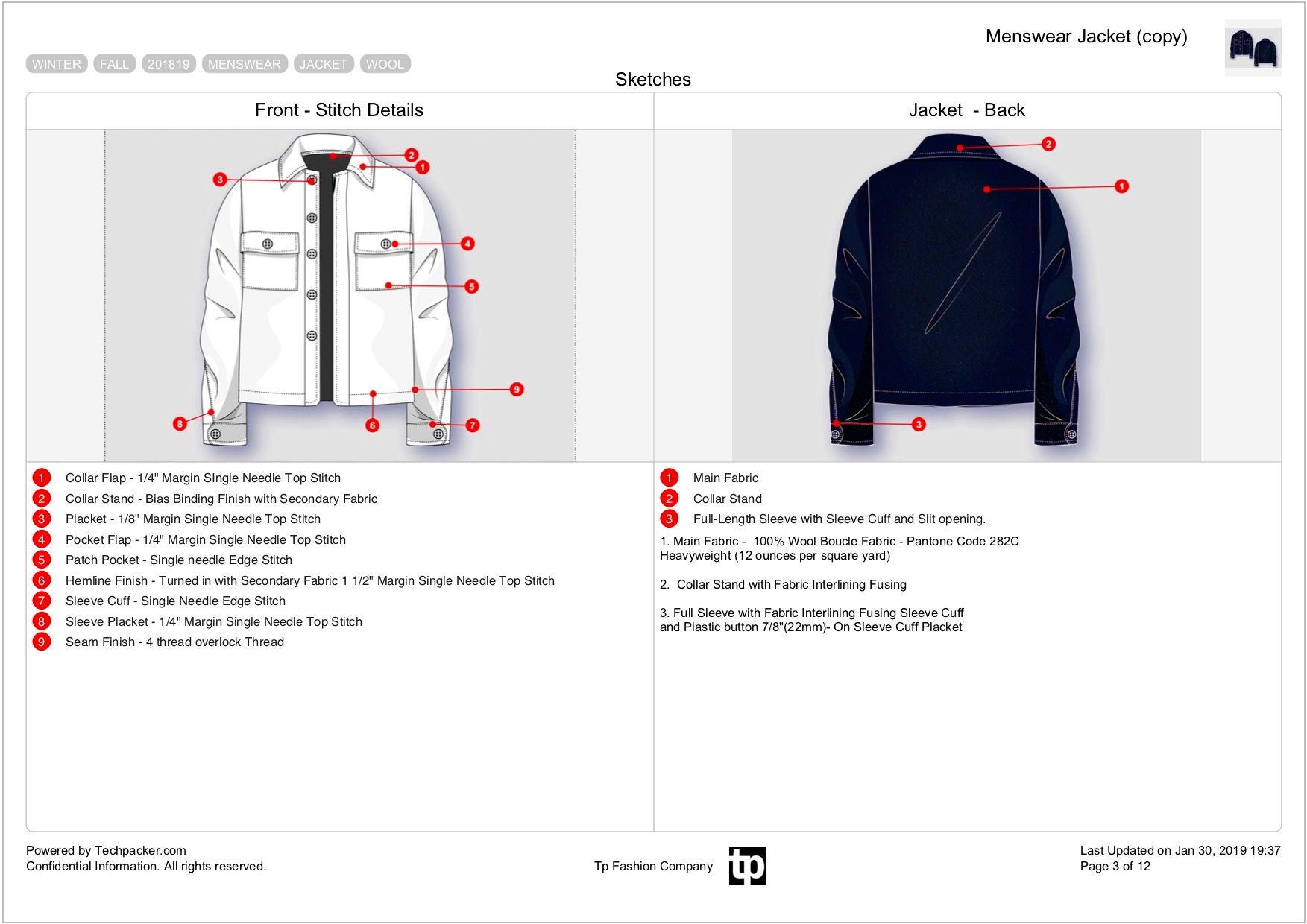 Digital EXCEL FORMAT Complete Tech Pack Template Professional Apparel Industry Tech Pack Fashion