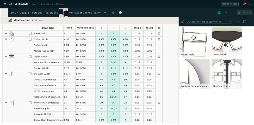 Garment Measurement Spec Sheet Parameters for Correct Fit