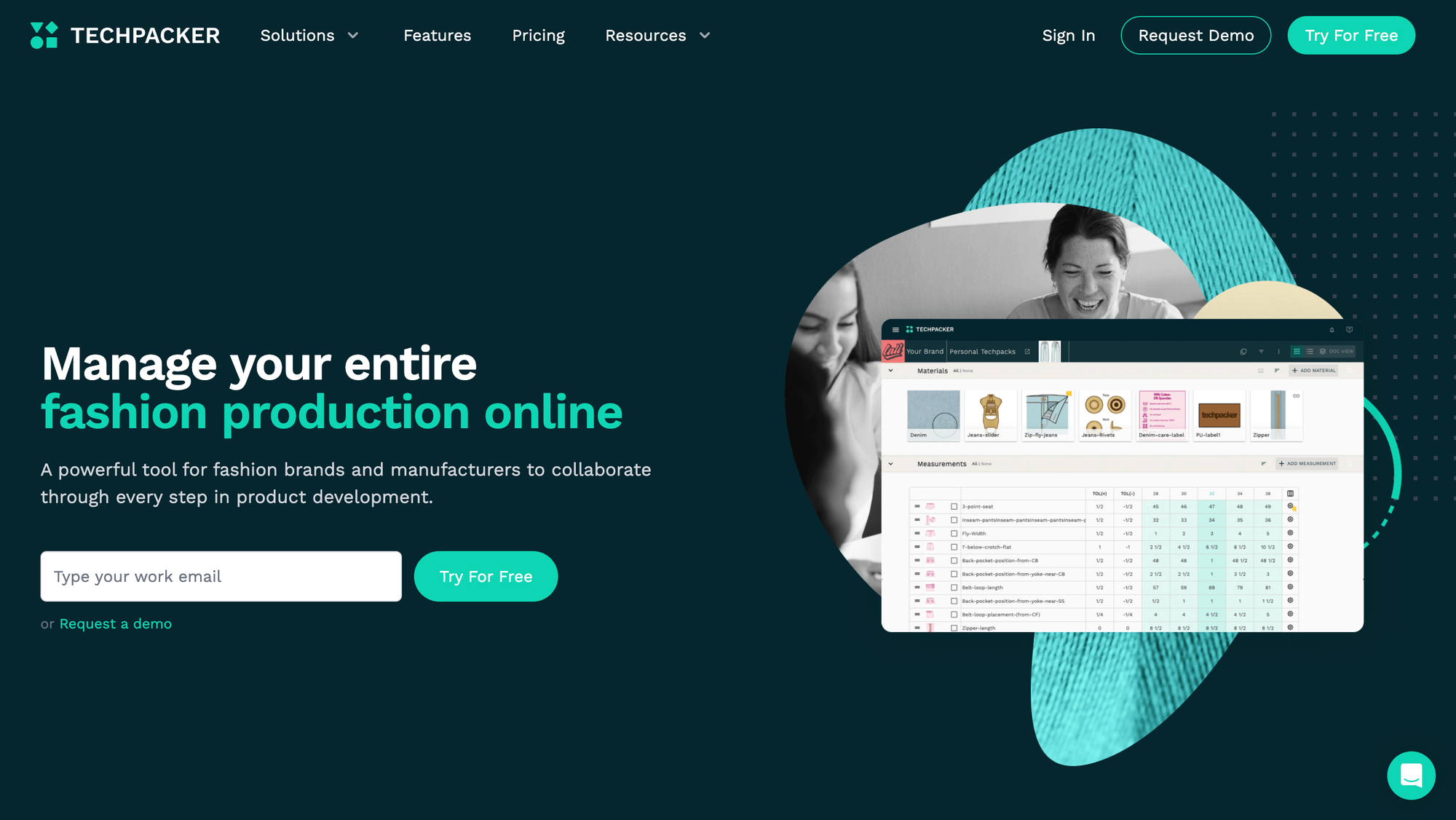 Techpacker landing page