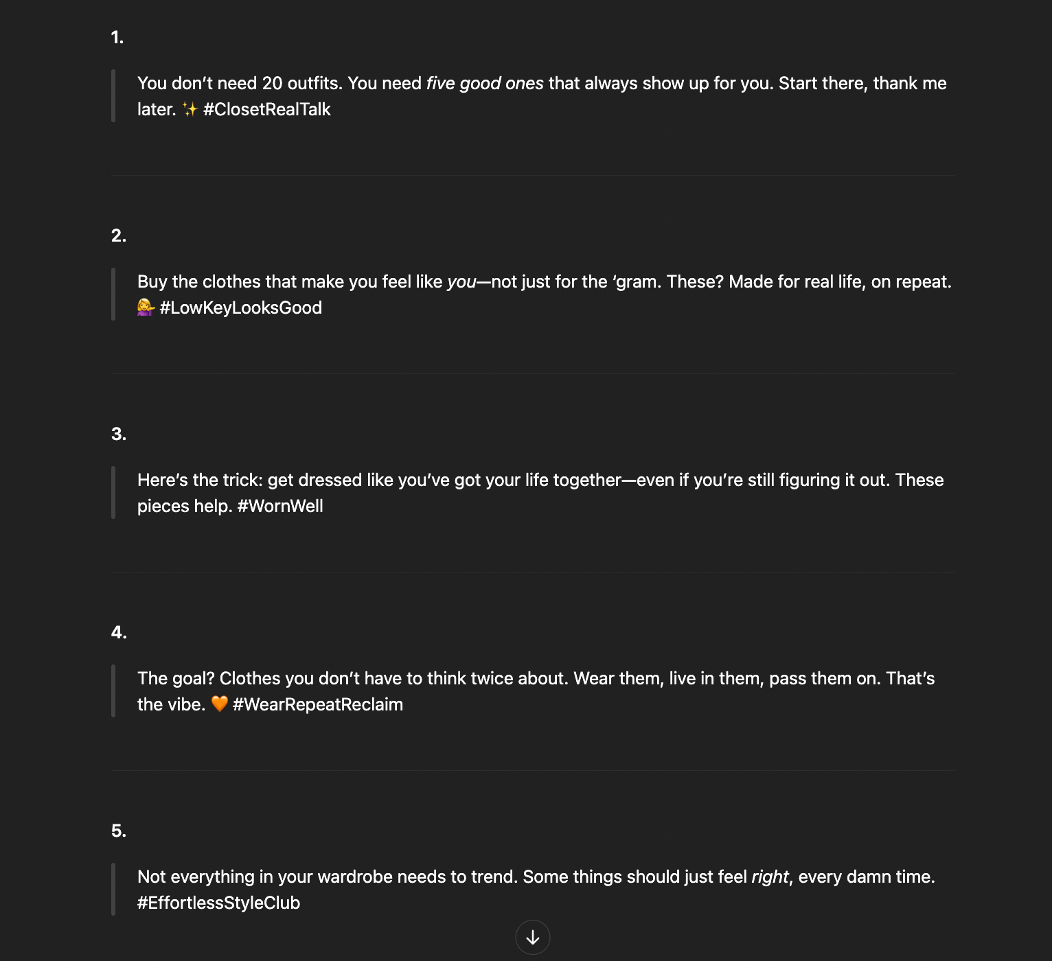 Instagram caption results on ChatGPT.