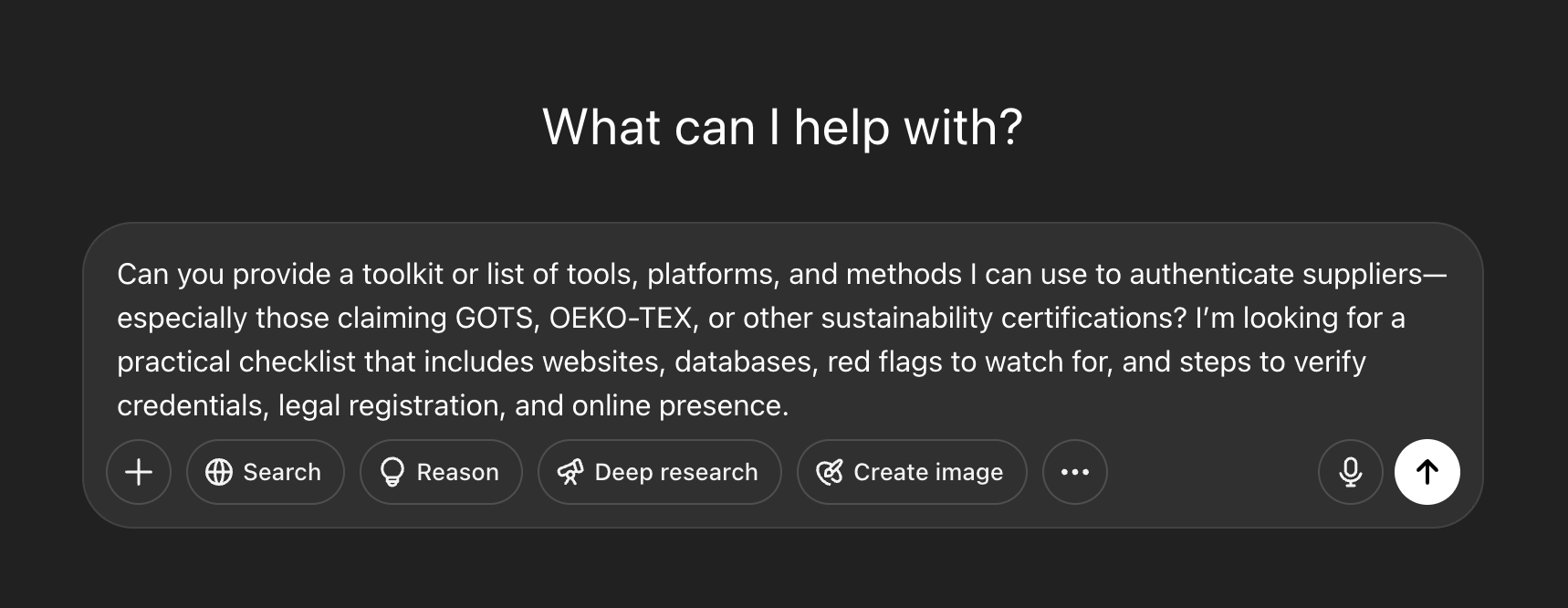ChatGPT prompt on toolkit.