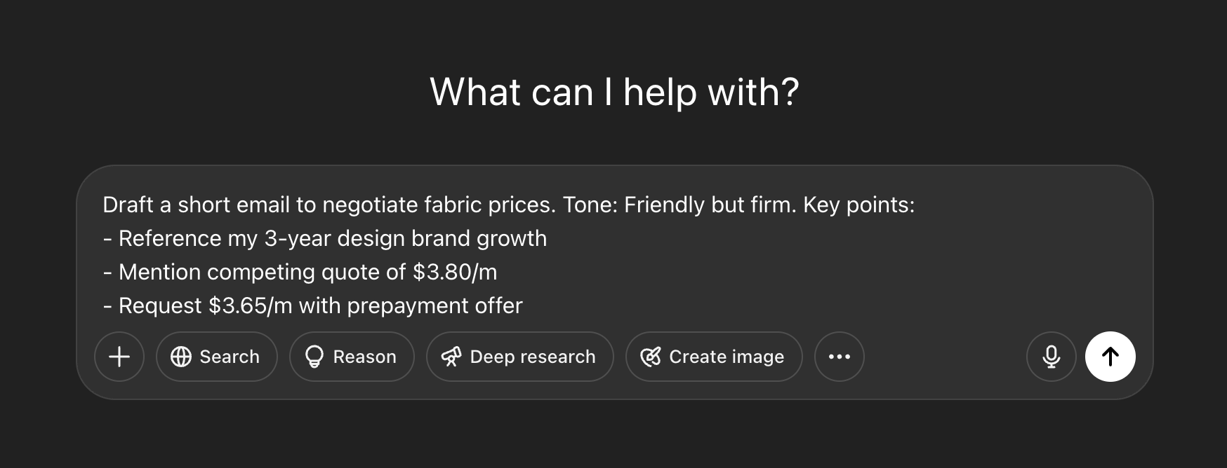 ChatGPT prompt on negotiation email.