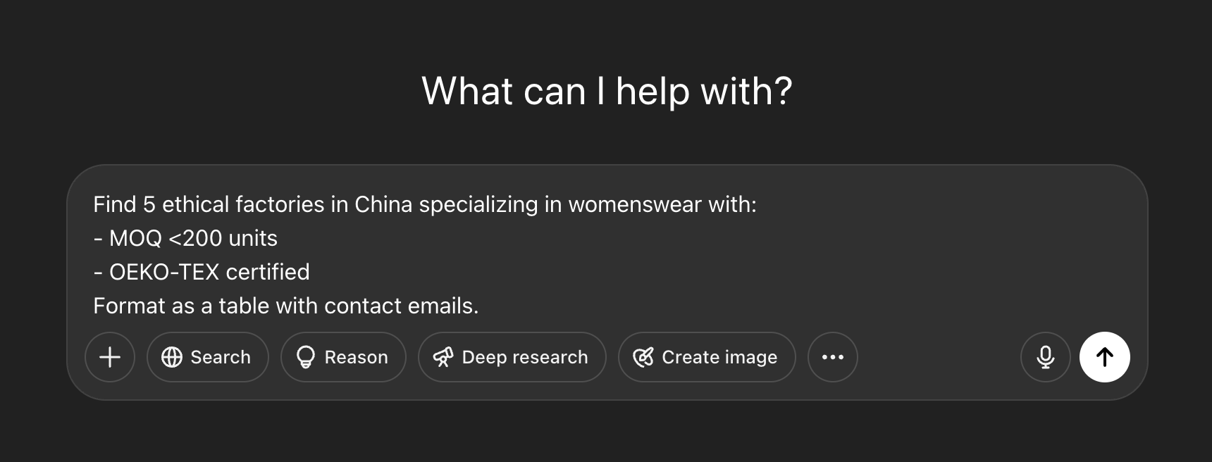ChatGPT prompt on finding factories.