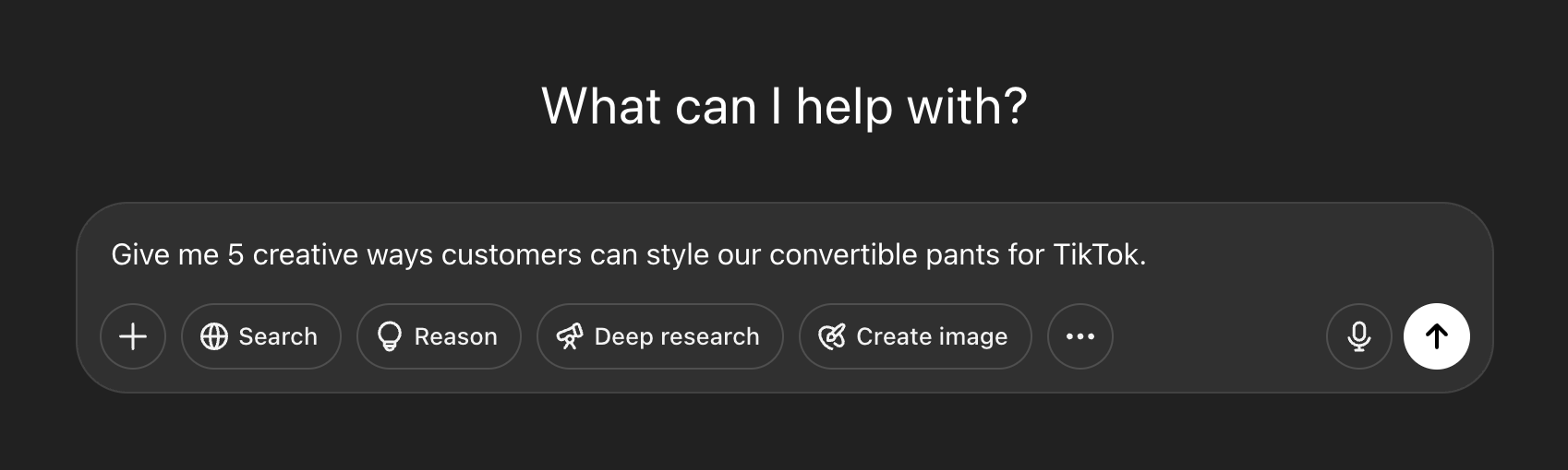 ChatGPT prompt on content creation.