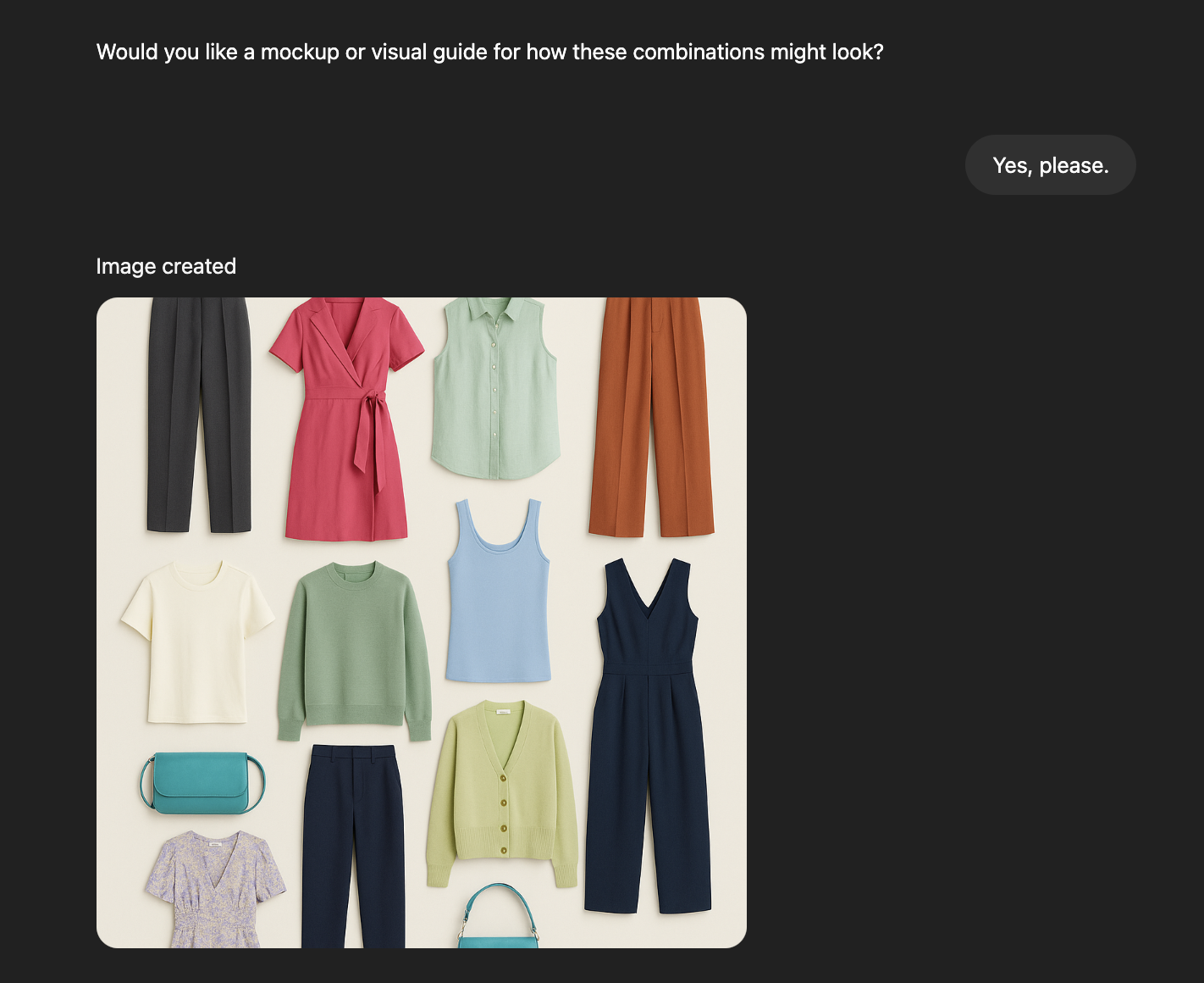 ChatGPT conversation on creating a visual mockup.