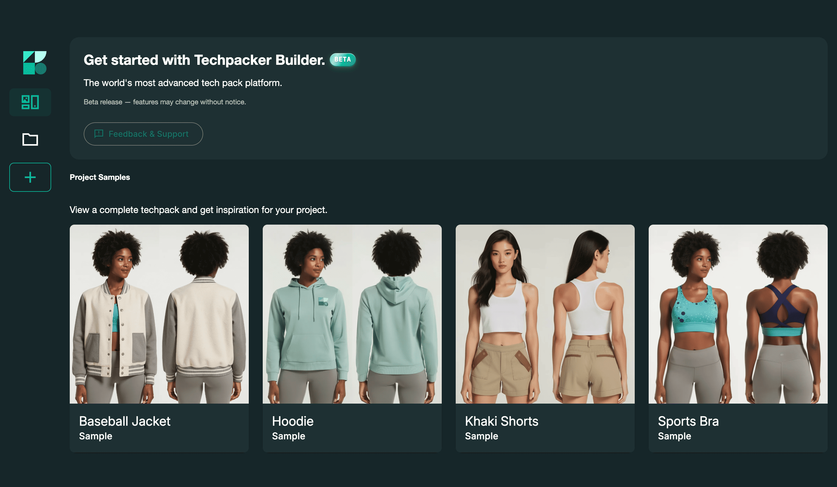 Pre-structured professional tech pack templates on Techpack Builder